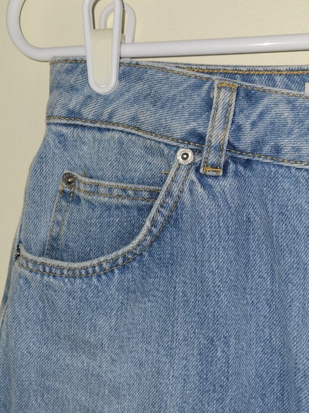 Topshop Moto High Waist Front Slit Light Blue Jean Skirt Size 6 - Picture 5 of 10